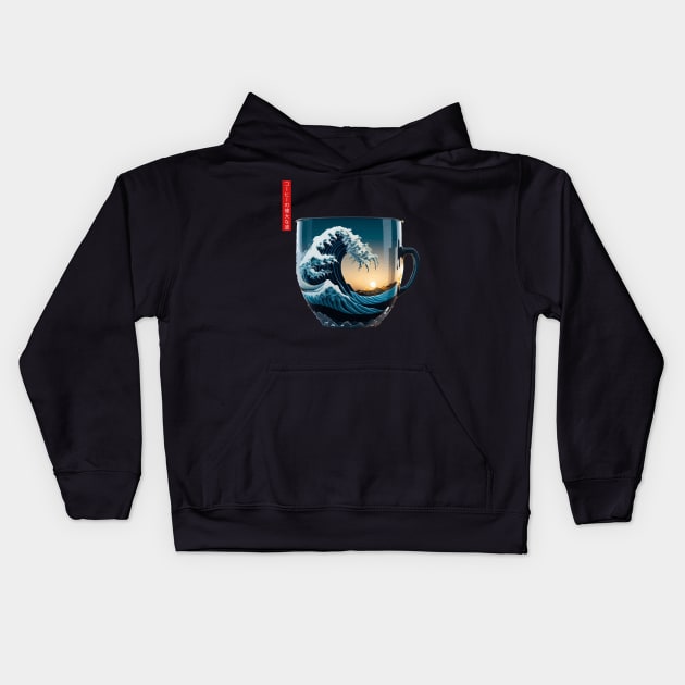 The Great Wave of Coffee Kids Hoodie by Moulezitouna